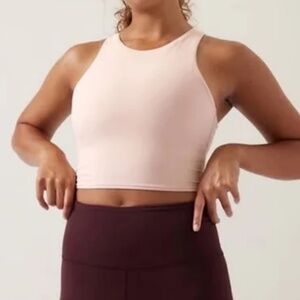 Athleta Conscious Crop A B Sports Bra M Light Pink Yoga Pilates Lift Climb Golf